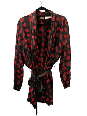 Vintage 90s Harley Davidson Robe One Size Satin All Over Print Kisses Logo OSFA